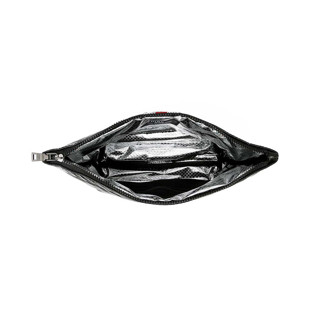 Black Patent W/Stripe Web Lipstick Patent Pearl Silver