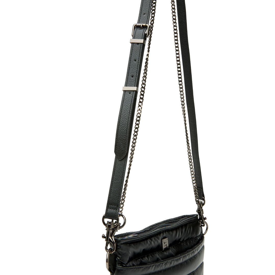 Black Leather and Gunmetal Hardware Strap Set