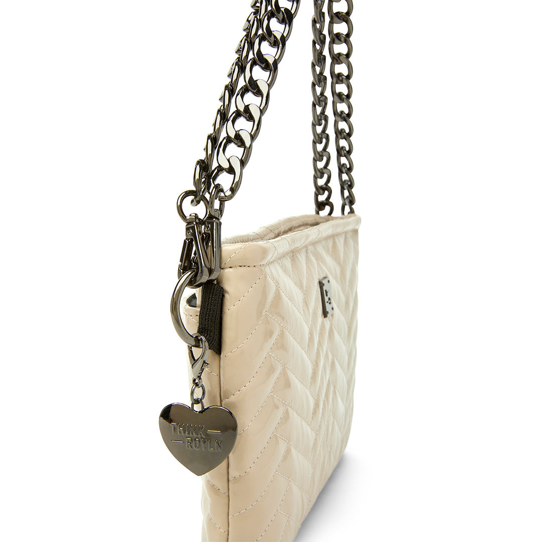 Blonde Patent with Moto Quilting