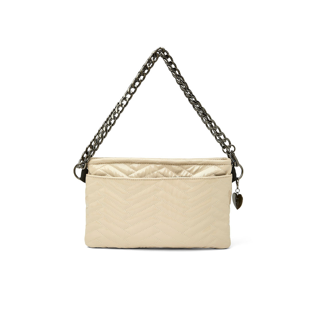 Blonde Patent with Moto Quilting