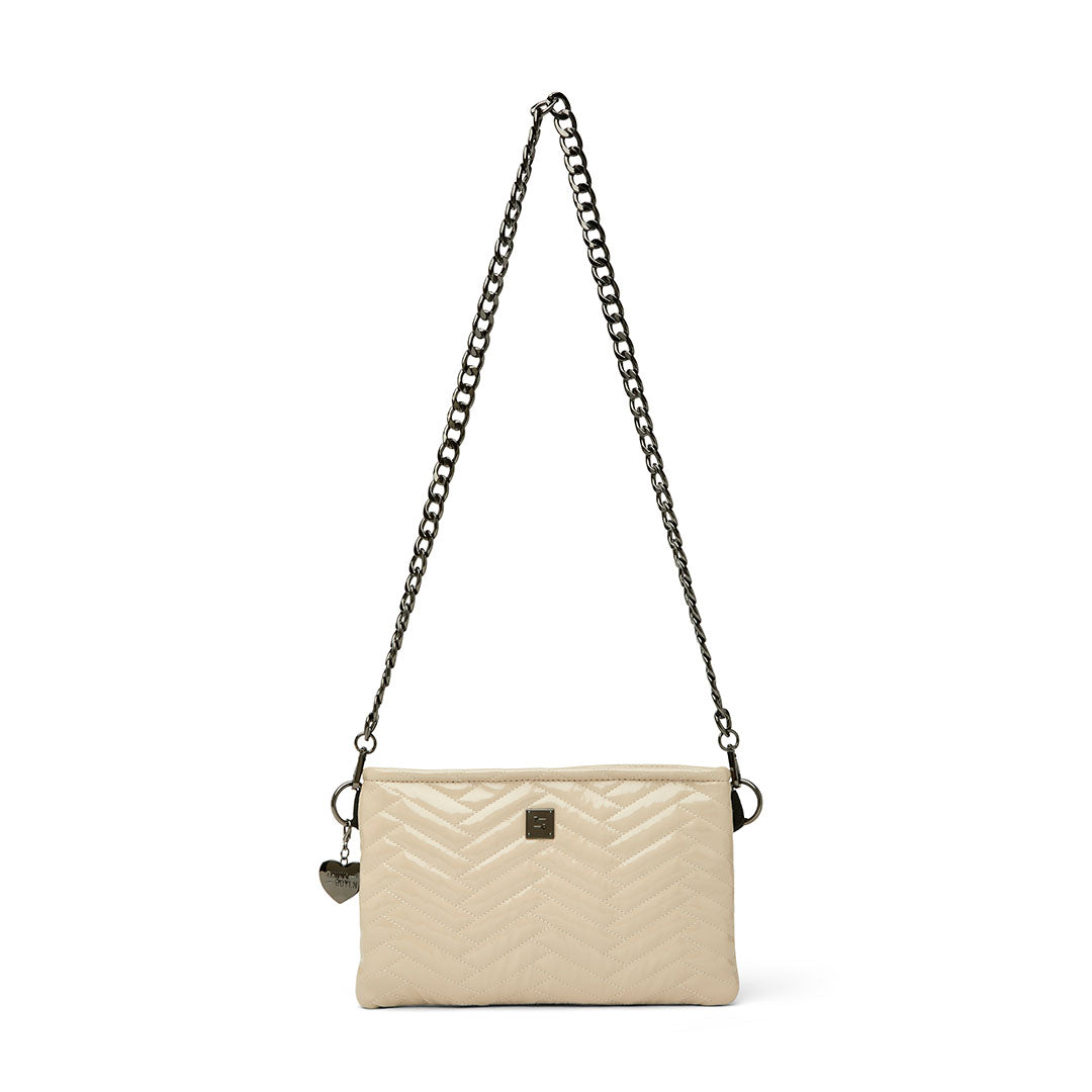 Blonde Patent with Moto Quilting