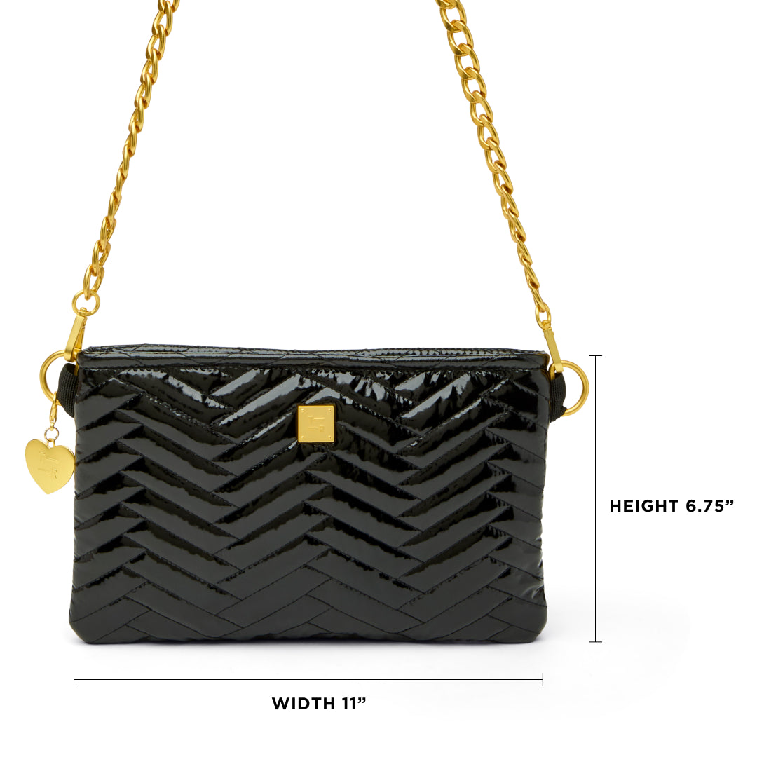 Black Patent with Moto Quilting