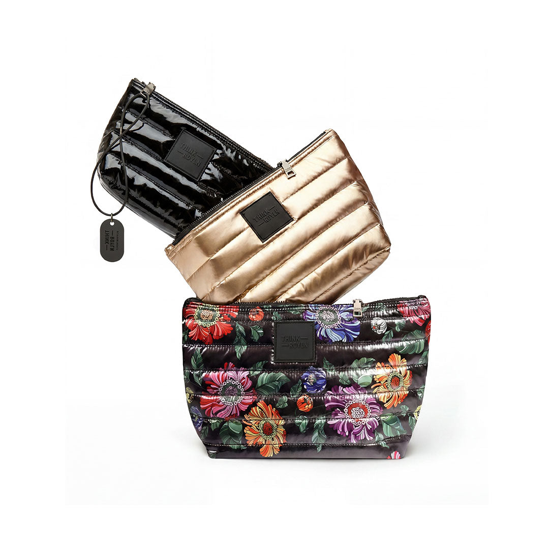 Black Floral Pearl Cashmere and Black Patent