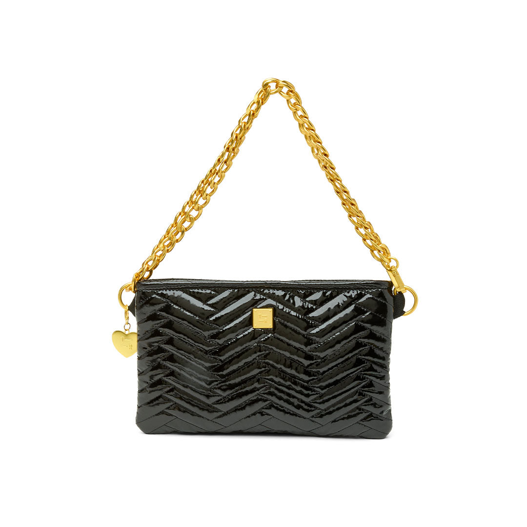 Black Patent with Moto Quilting