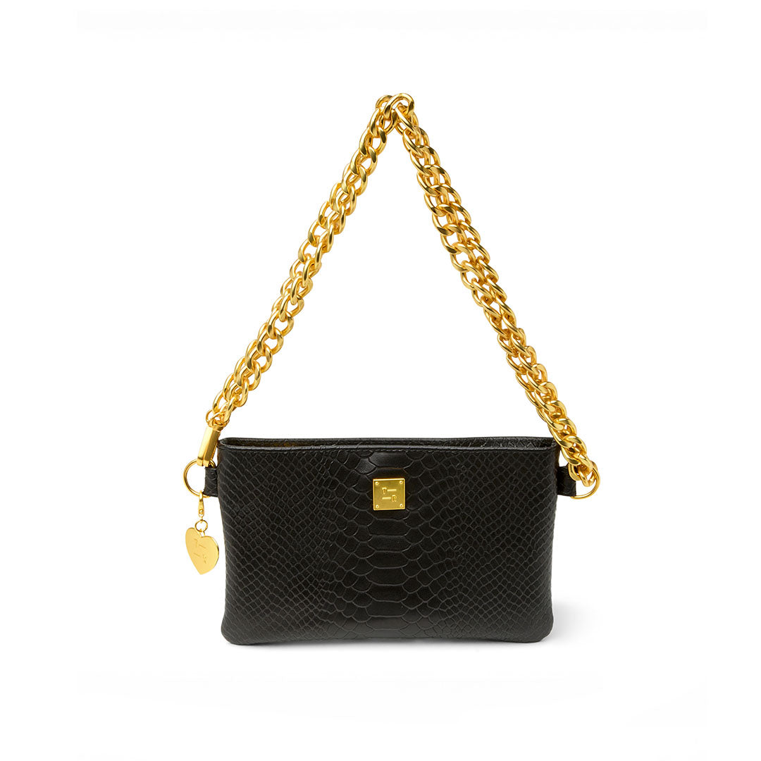 Black Python Leather