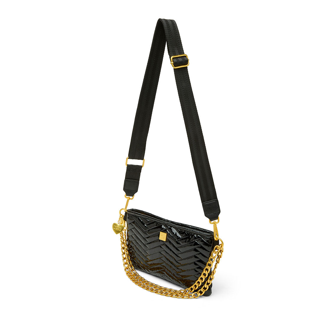 Black Patent with Moto Quilting