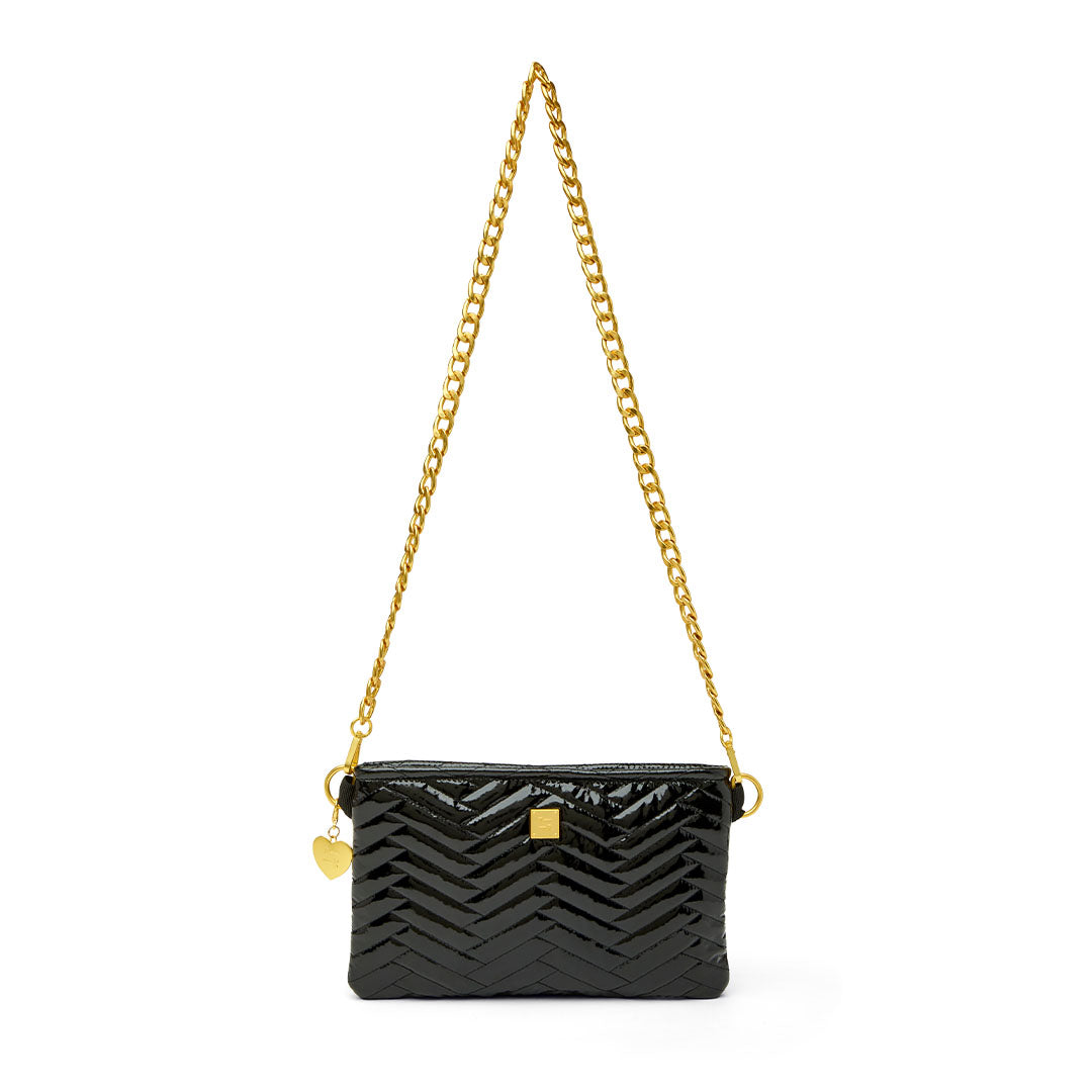 Black Patent with Moto Quilting