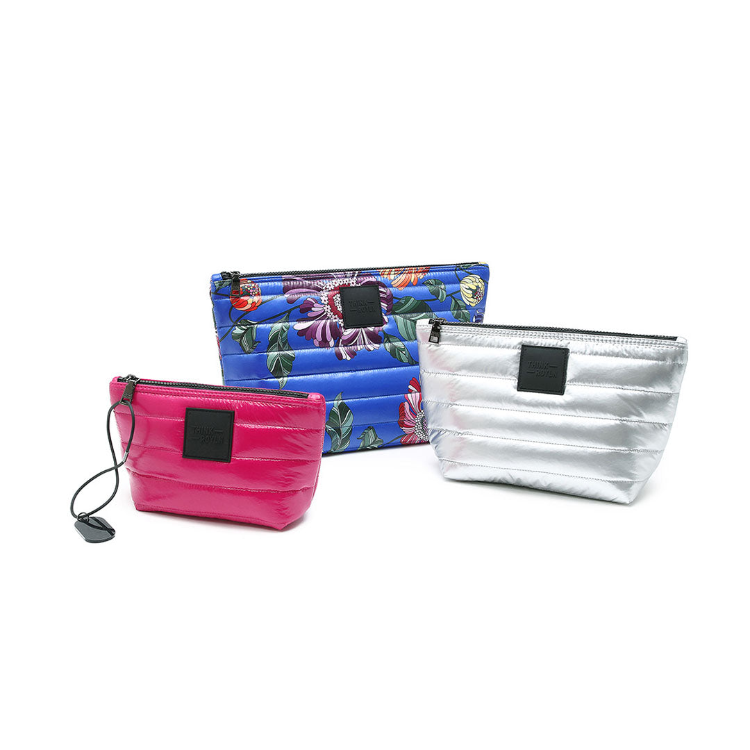 Cobalt Blue Floral Pearl Silver and Glossy Fuchsia