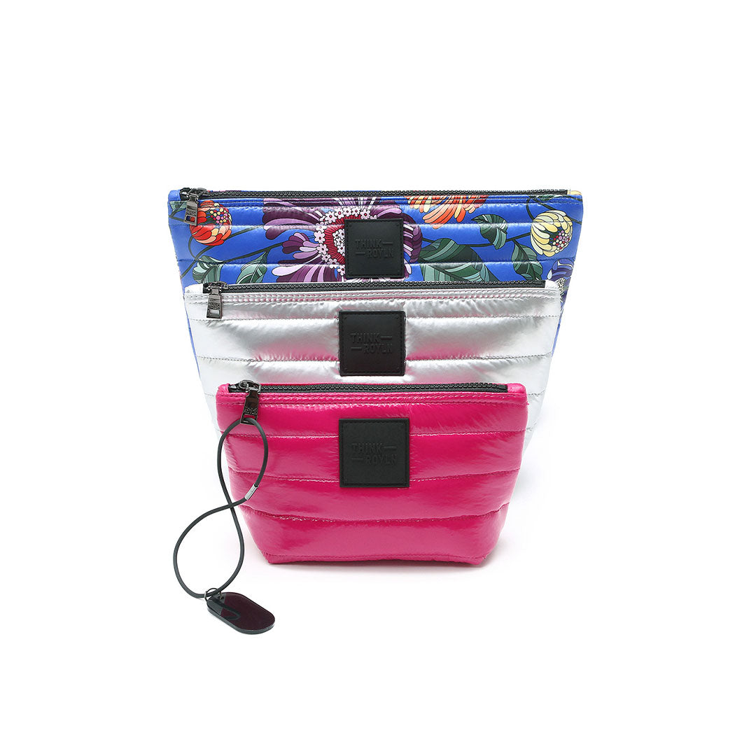 Cobalt Blue Floral Pearl Silver and Glossy Fuchsia