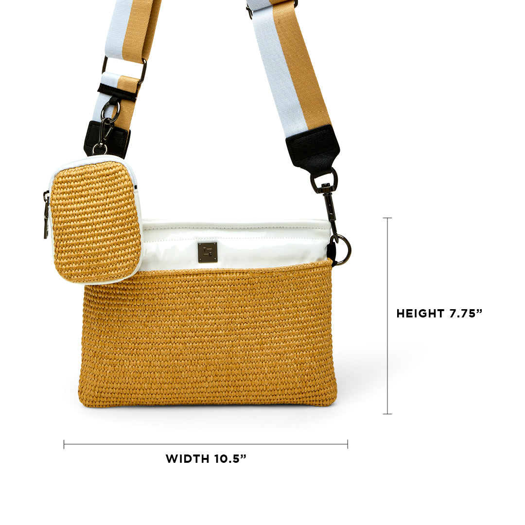 Dune Raffia and White Patent