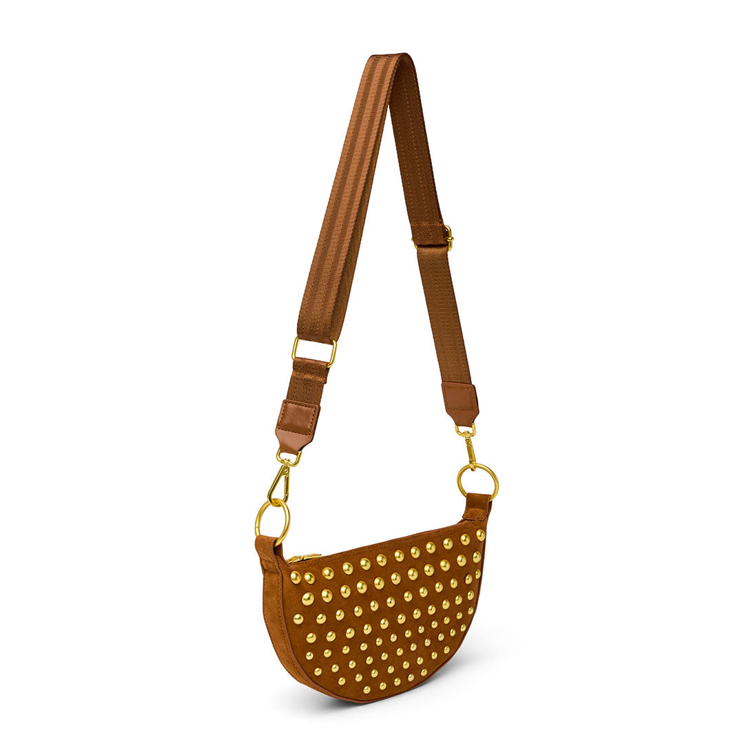 Dark Golden Suede with Gold Studs