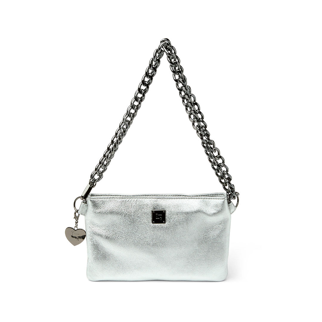 Silver Metallic Leather