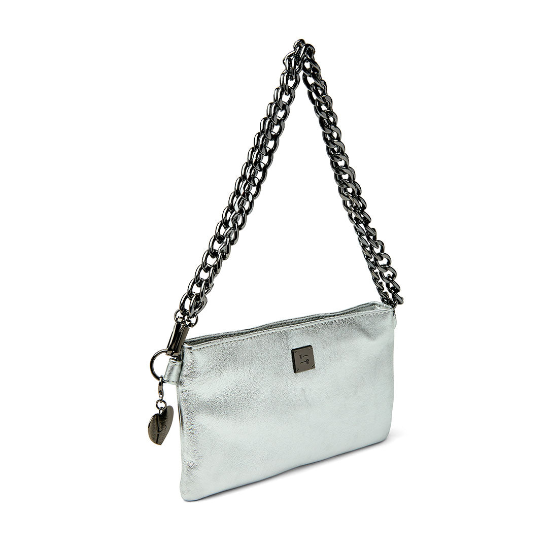 Silver Metallic Leather