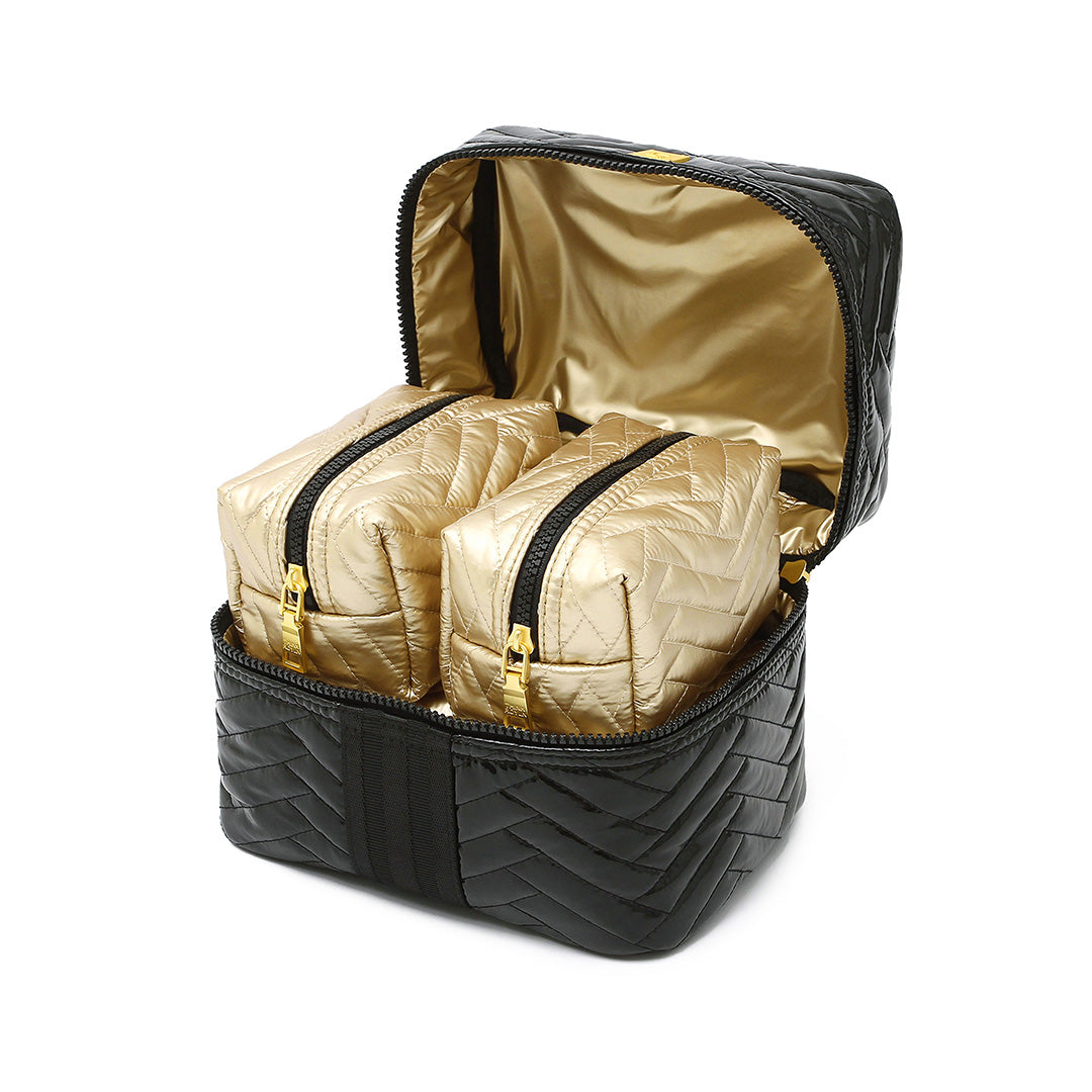 Black Patent Moto and Mineral Gold