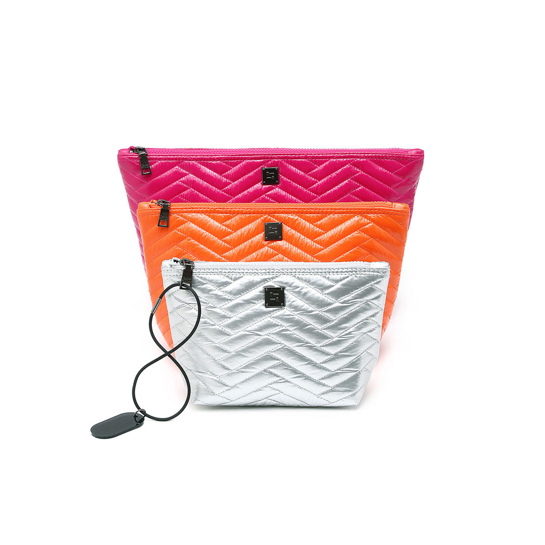 Glossy Fuchsia Moto Glossy Orange Moto and Pearl Silver Moto