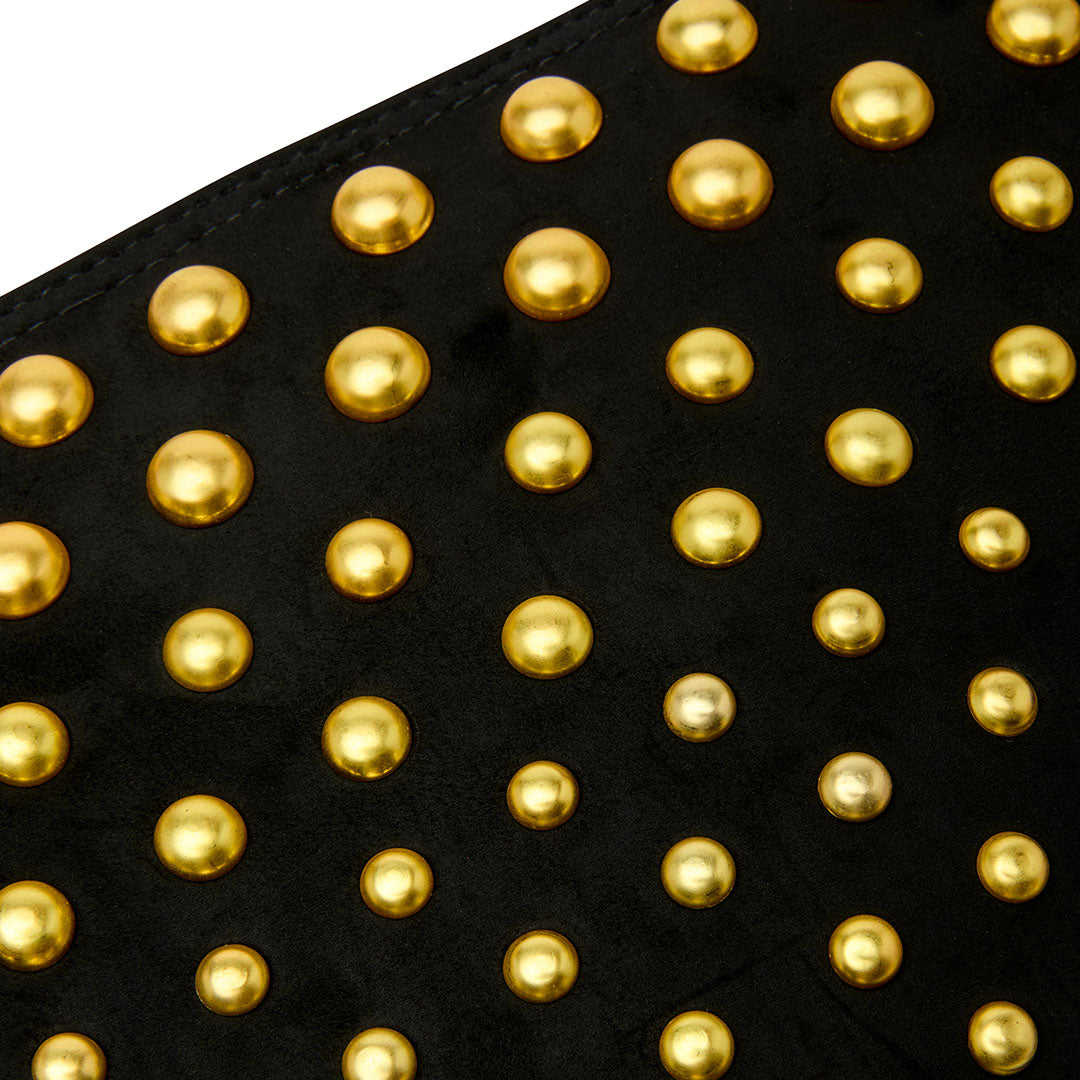 Black Luxe Suede with Gold Studs