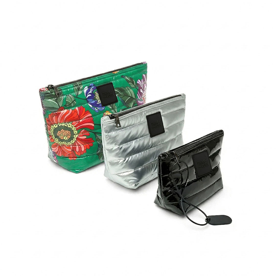 Green Floral Pearl Silver and Black Patent