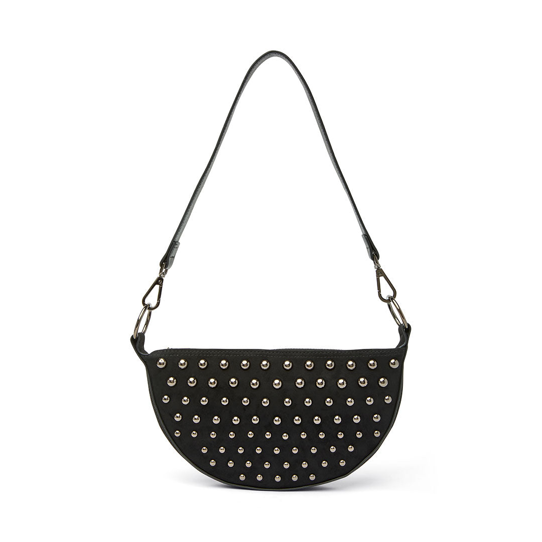 Black Luxe Suede with Gunmetal Studs