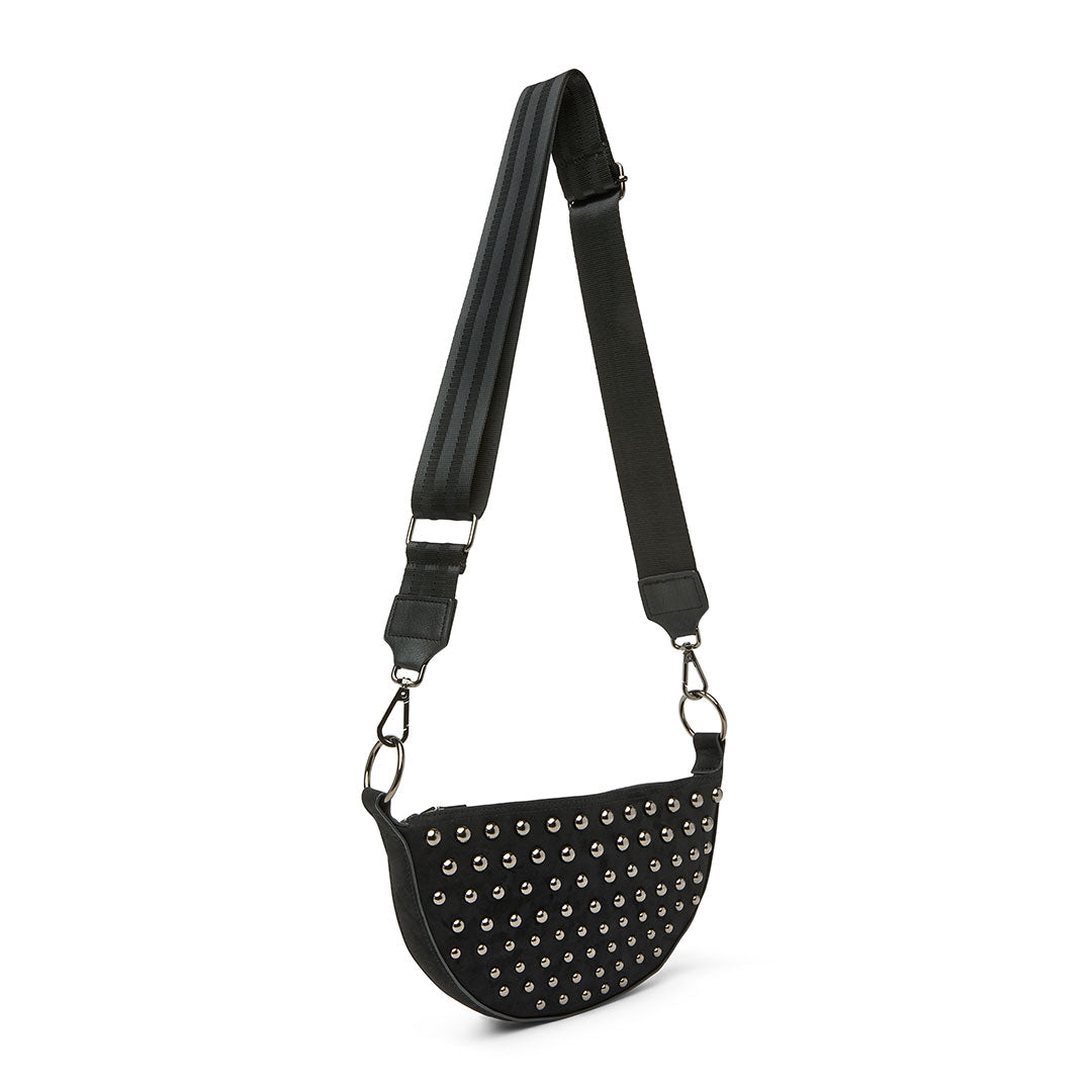 Black Luxe Suede with Gunmetal Studs