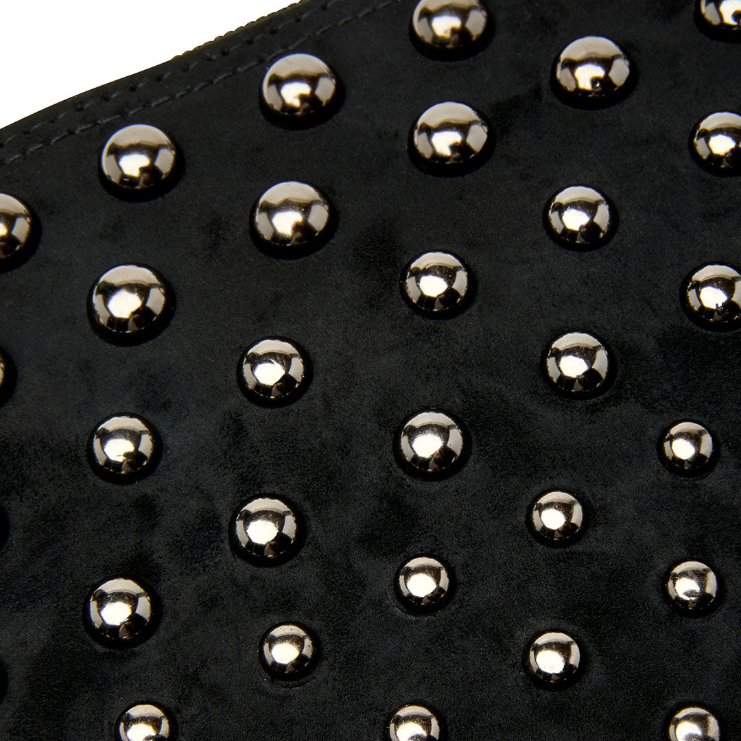 Black Luxe Suede with Gunmetal Studs