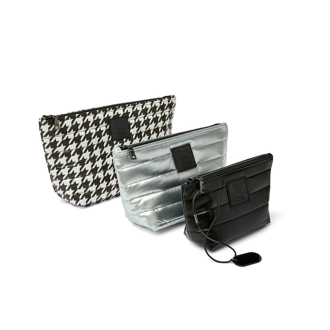 Houndstooth Pearl Silver and Pearl Black