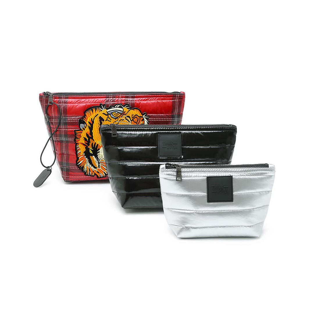 Red Plaid Black Patent and Pearl Silver