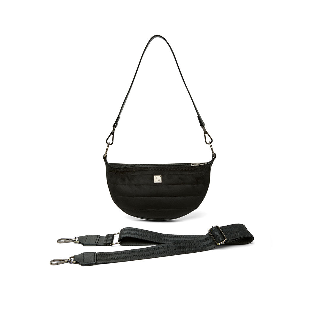 Black Luxe Suede with Rhinestone Studs