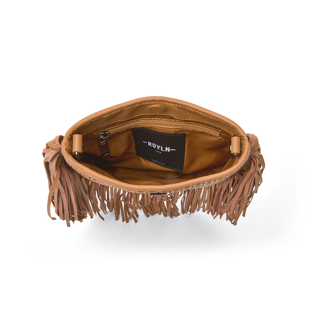 Terracotta Perforated Leather and Fringe