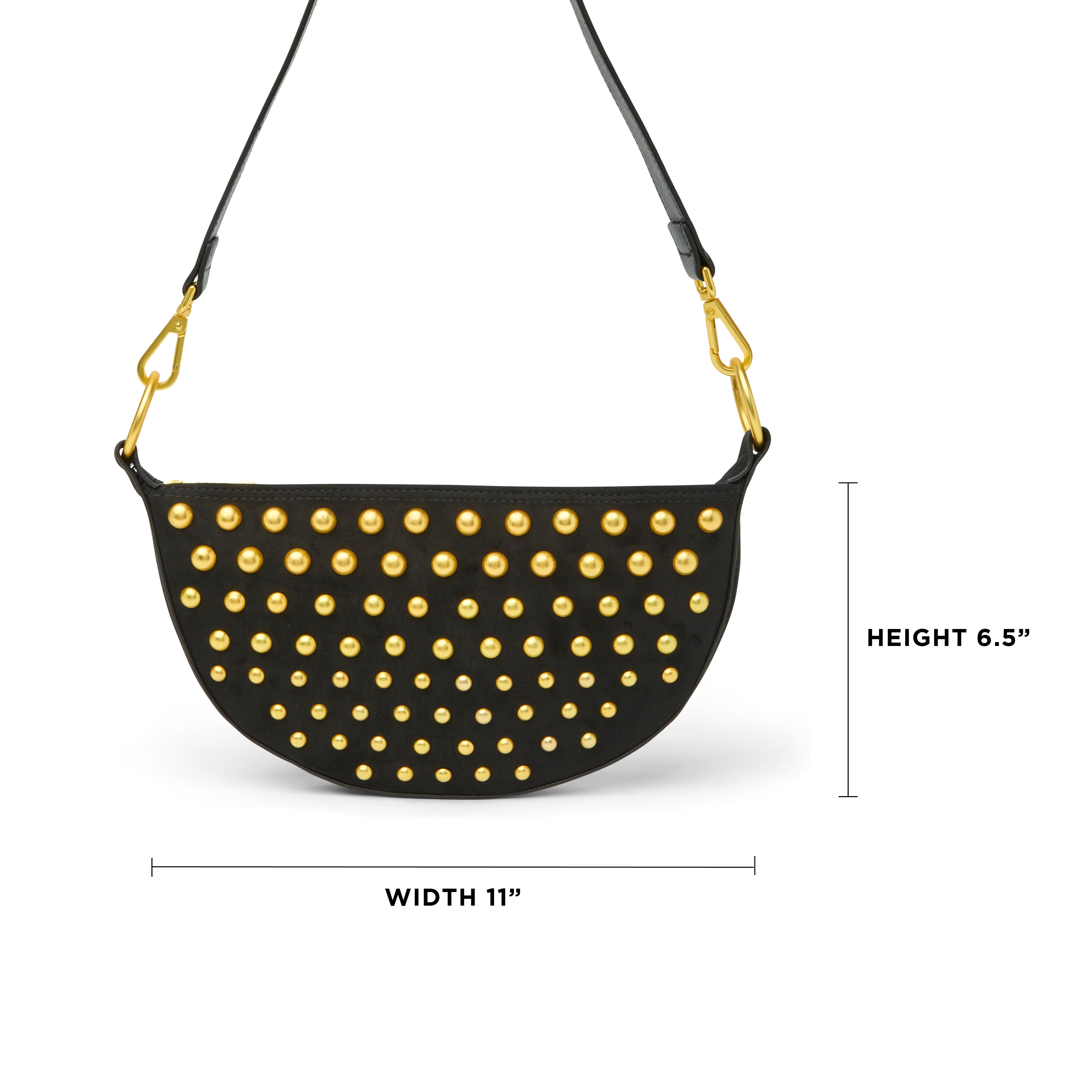 Black Luxe Suede with Gold Studs