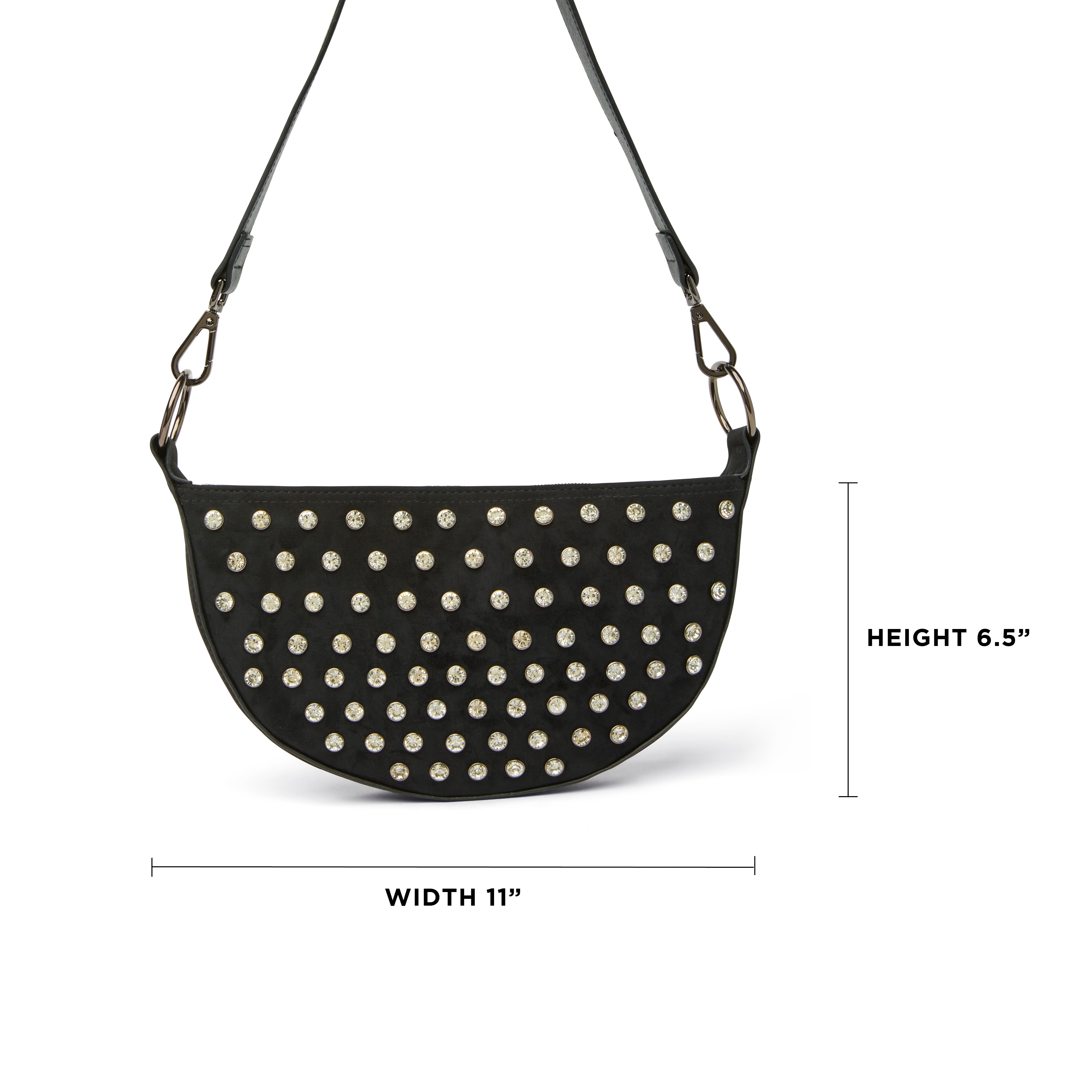 Black Luxe Suede with Rhinestone Studs