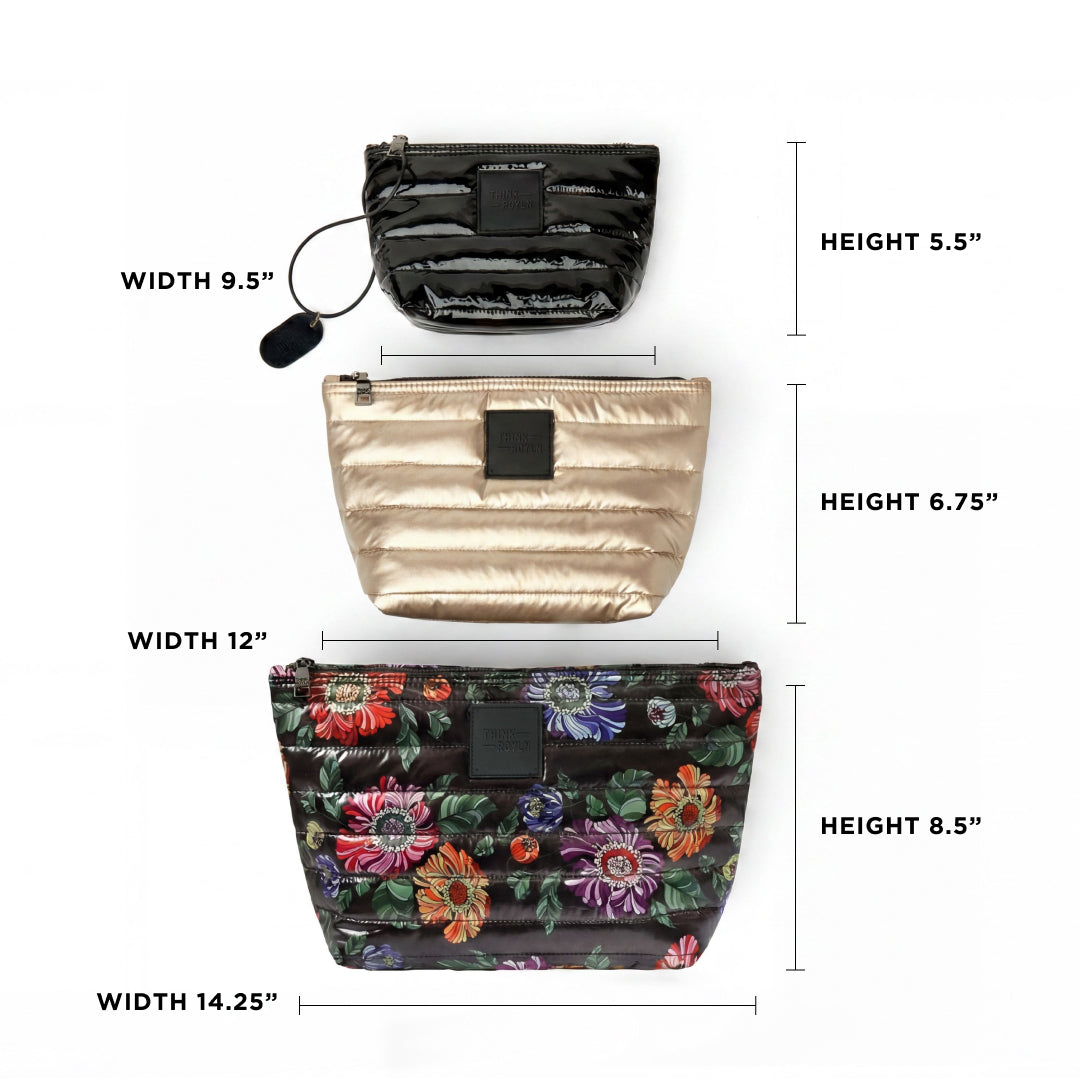 Black Floral Pearl Cashmere and Black Patent