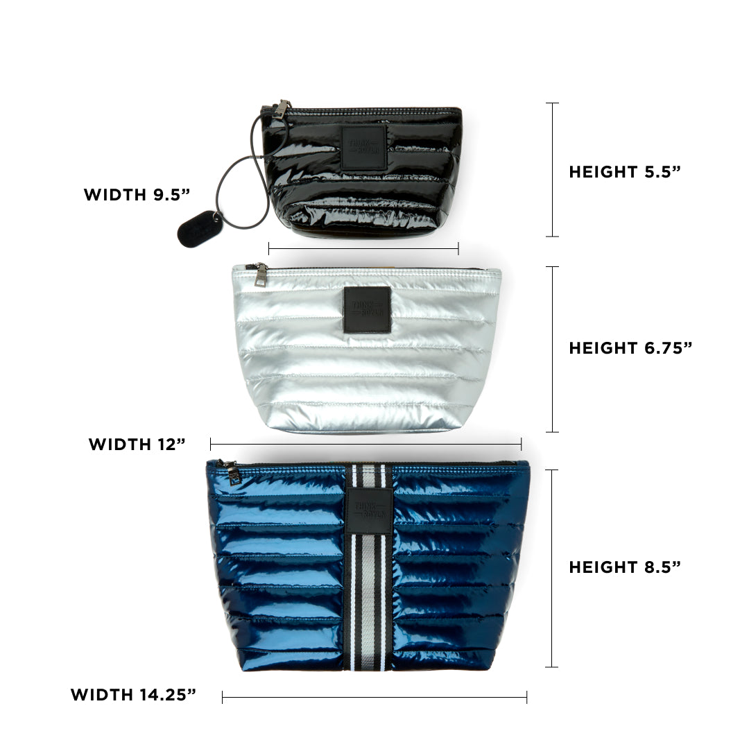 Glossy Navy Patent Pearl Silver and Black Patent