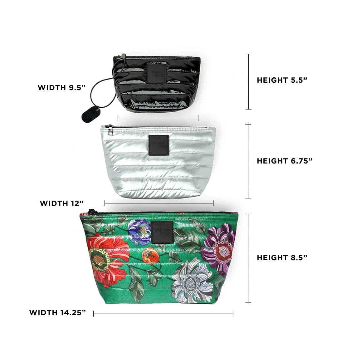 Green Floral Pearl Silver and Black Patent