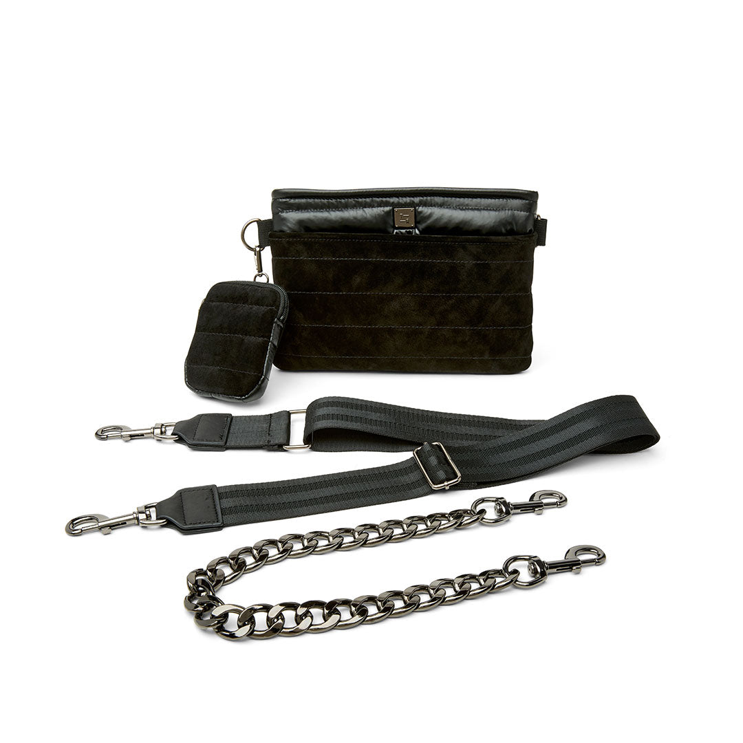 Black Luxe Suede and Pearl Black