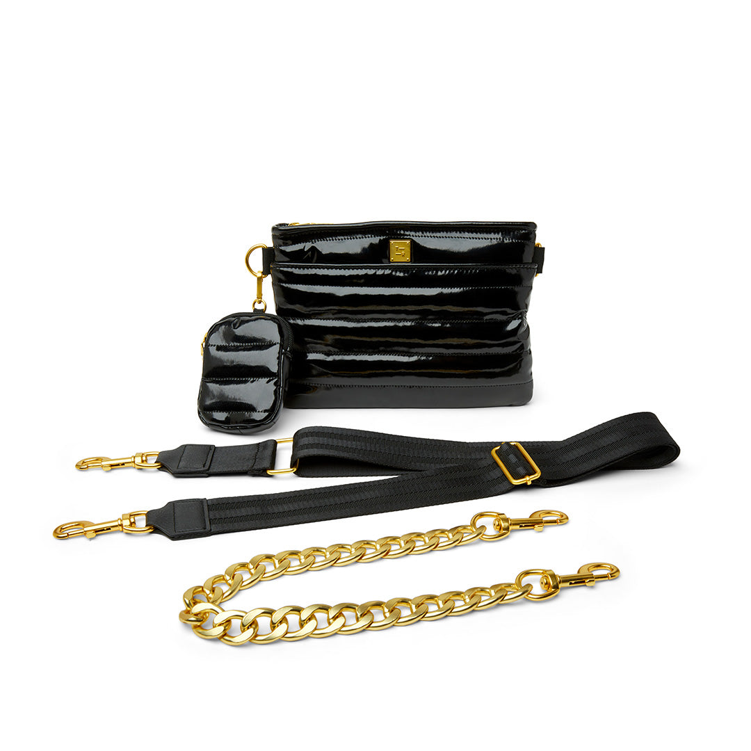 Black Patent with Gold