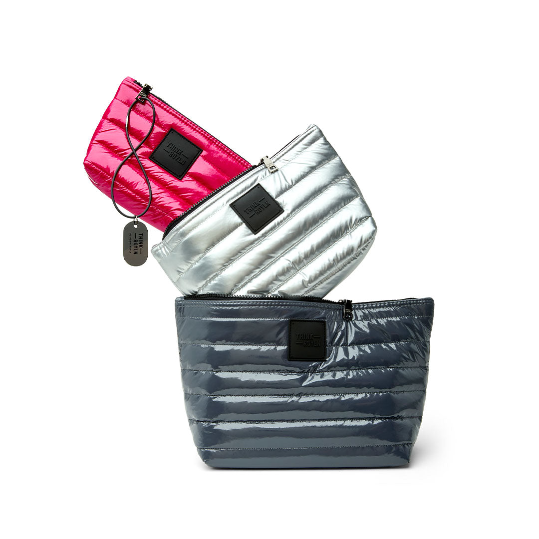 Carbon Patent Pearl Silver and Glossy Fuchsia