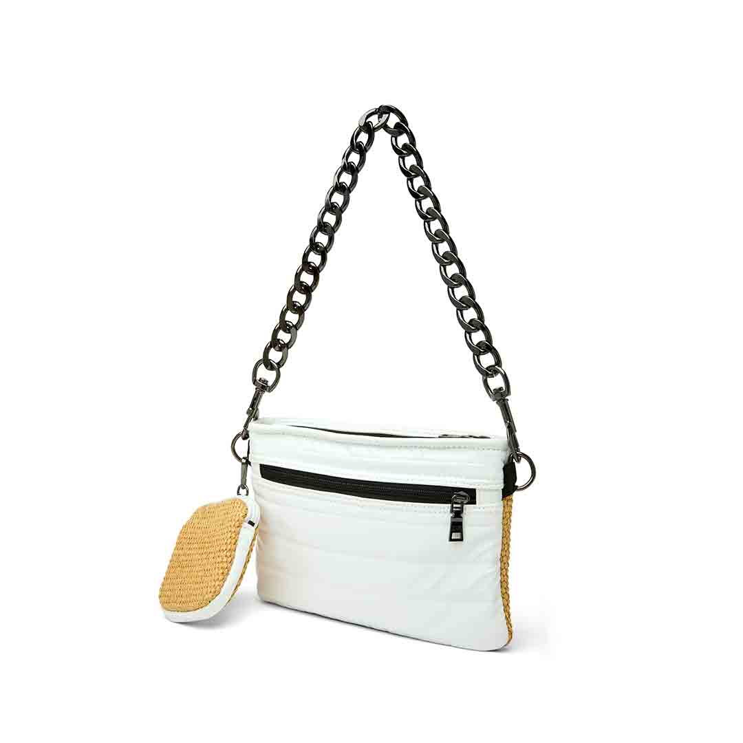 Dune Raffia and White Patent