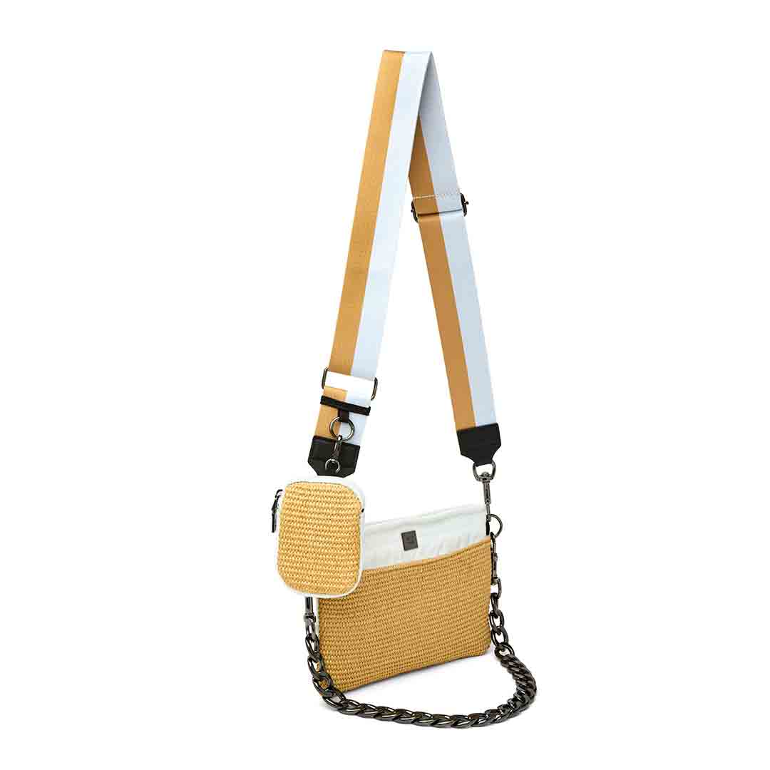 Dune Raffia and White Patent