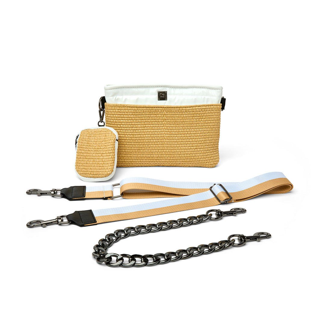 Dune Raffia and White Patent