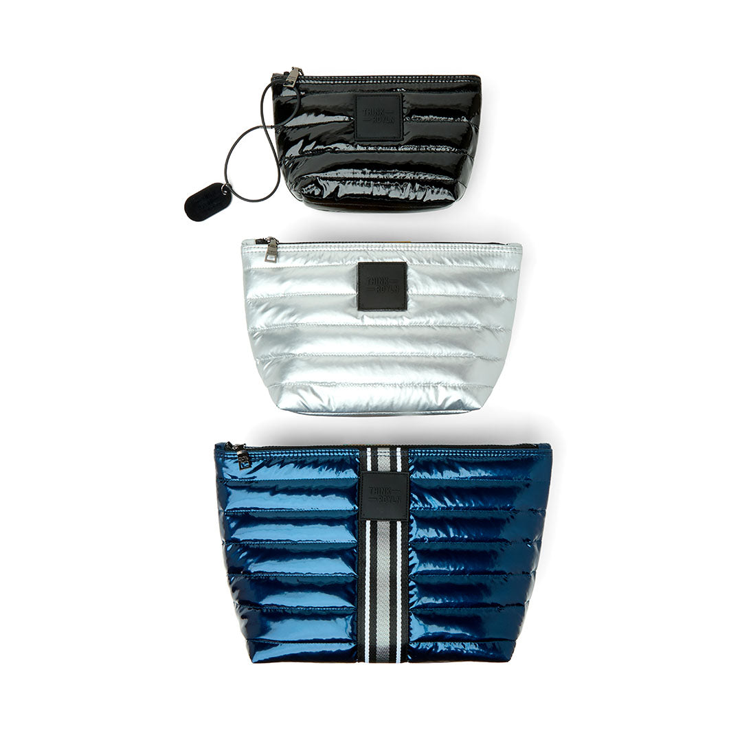 Glossy Navy Patent Pearl Silver and Black Patent