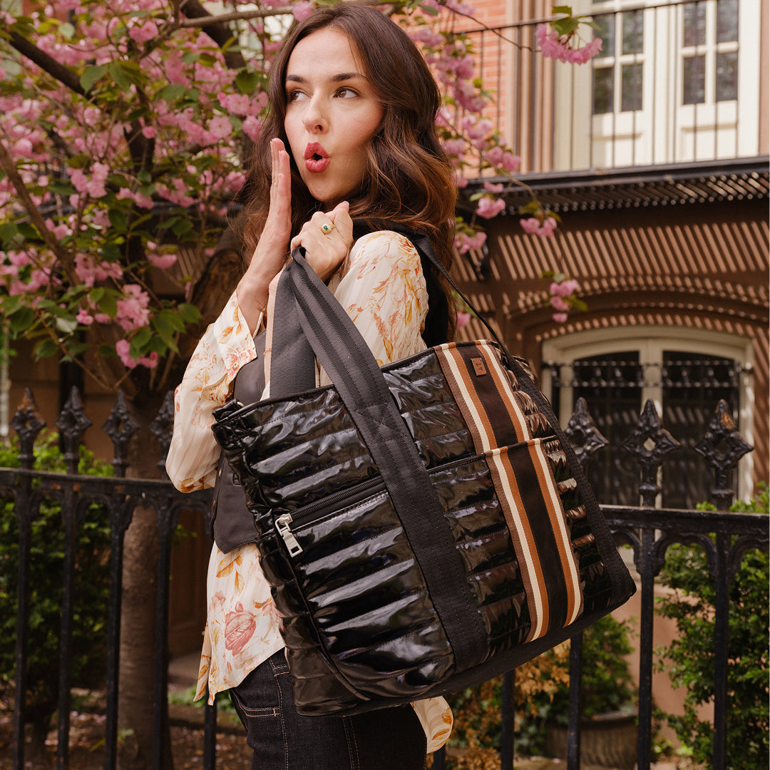 Black Patent and Colorblock Luxe Stripe