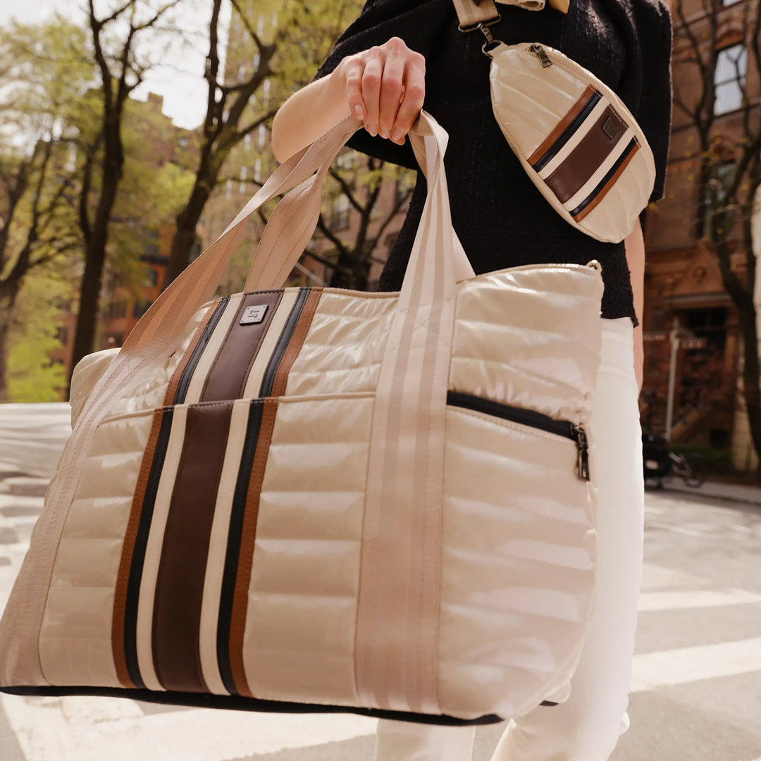 Blonde Patent and Colorblock Luxe Stripe