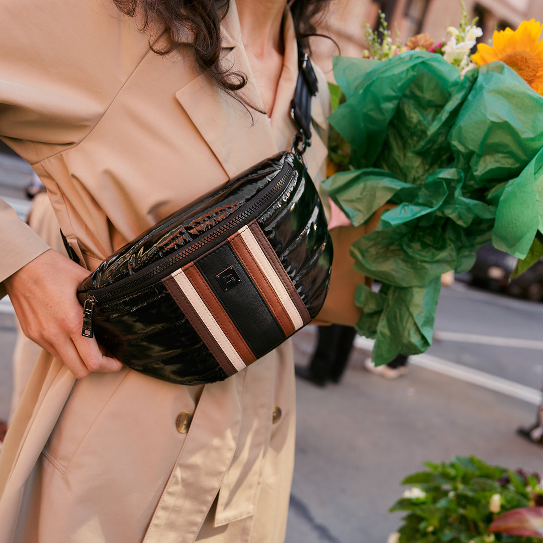 Black Patent and Colorblock Luxe Stripe