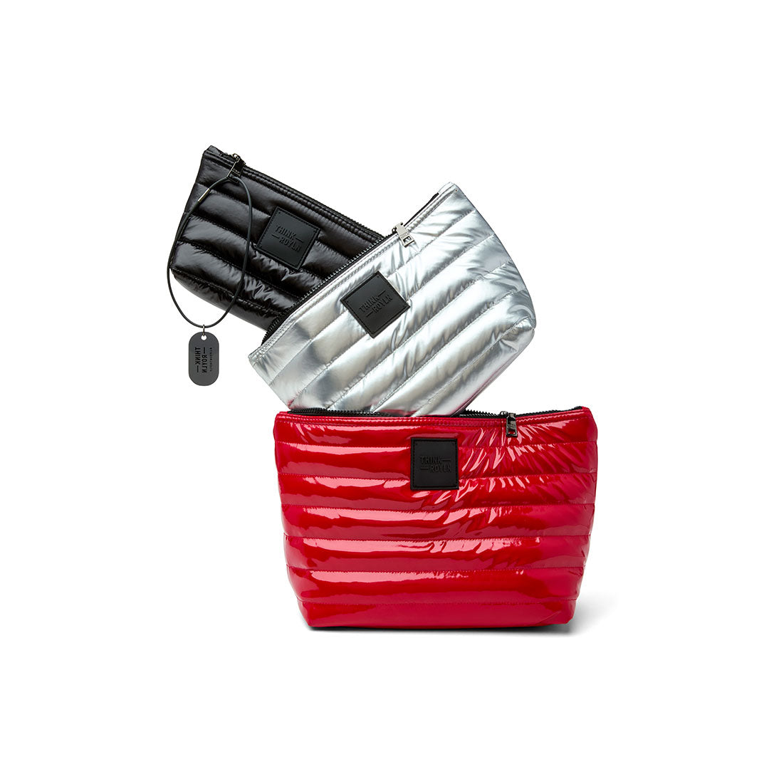 Lipstick Patent Pearl Silver & Shiny Black