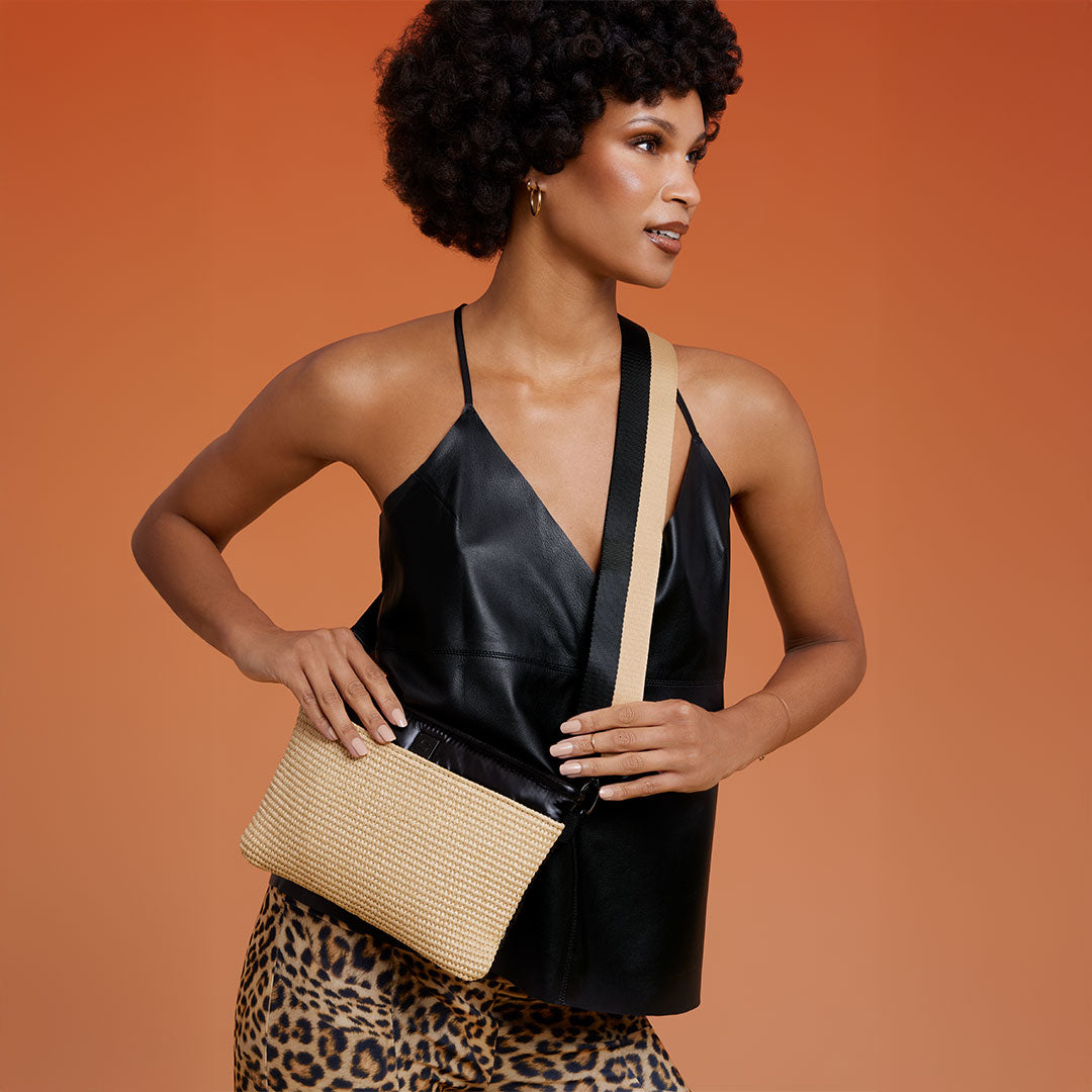 Dune Raffia and Pearl Black