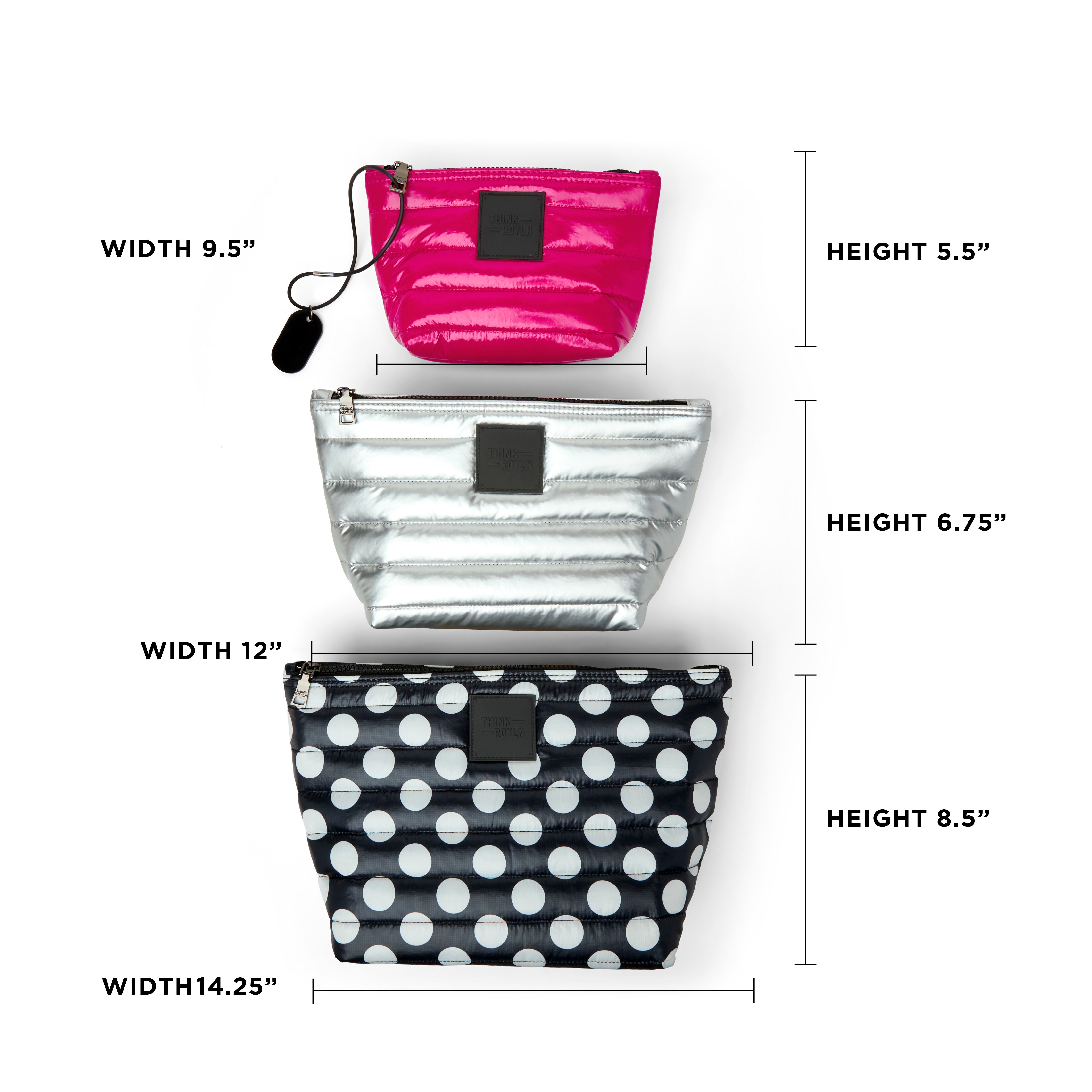 Black White Polka Dot Pearl Silver and Glossy Fuchsia