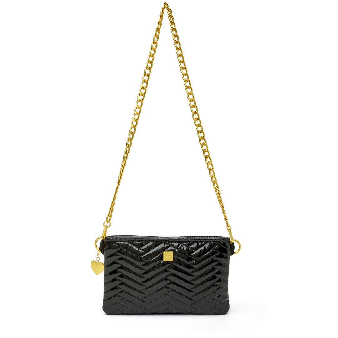 Black Patent with Moto Quilting