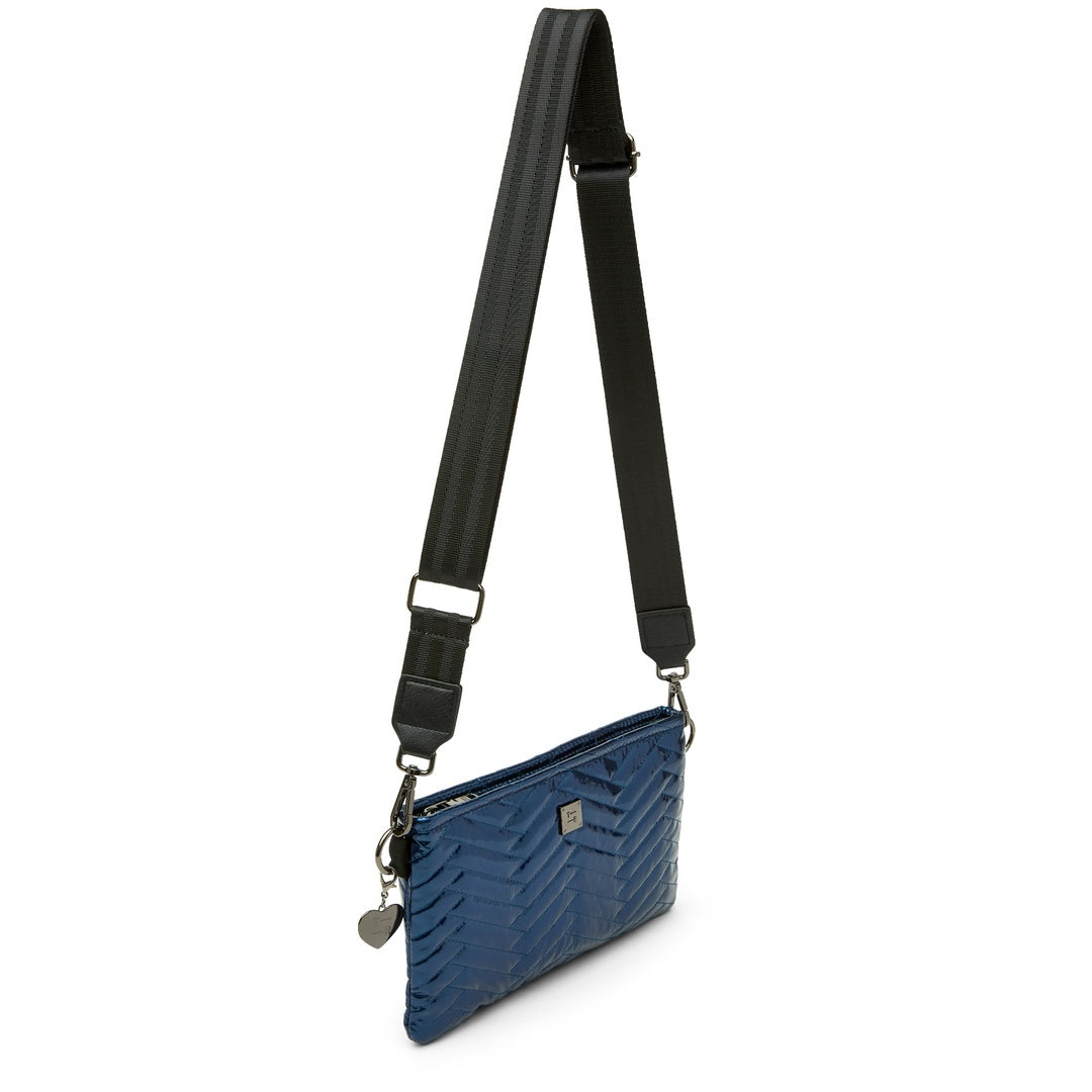 Glossy Navy Patent with Moto Quilting