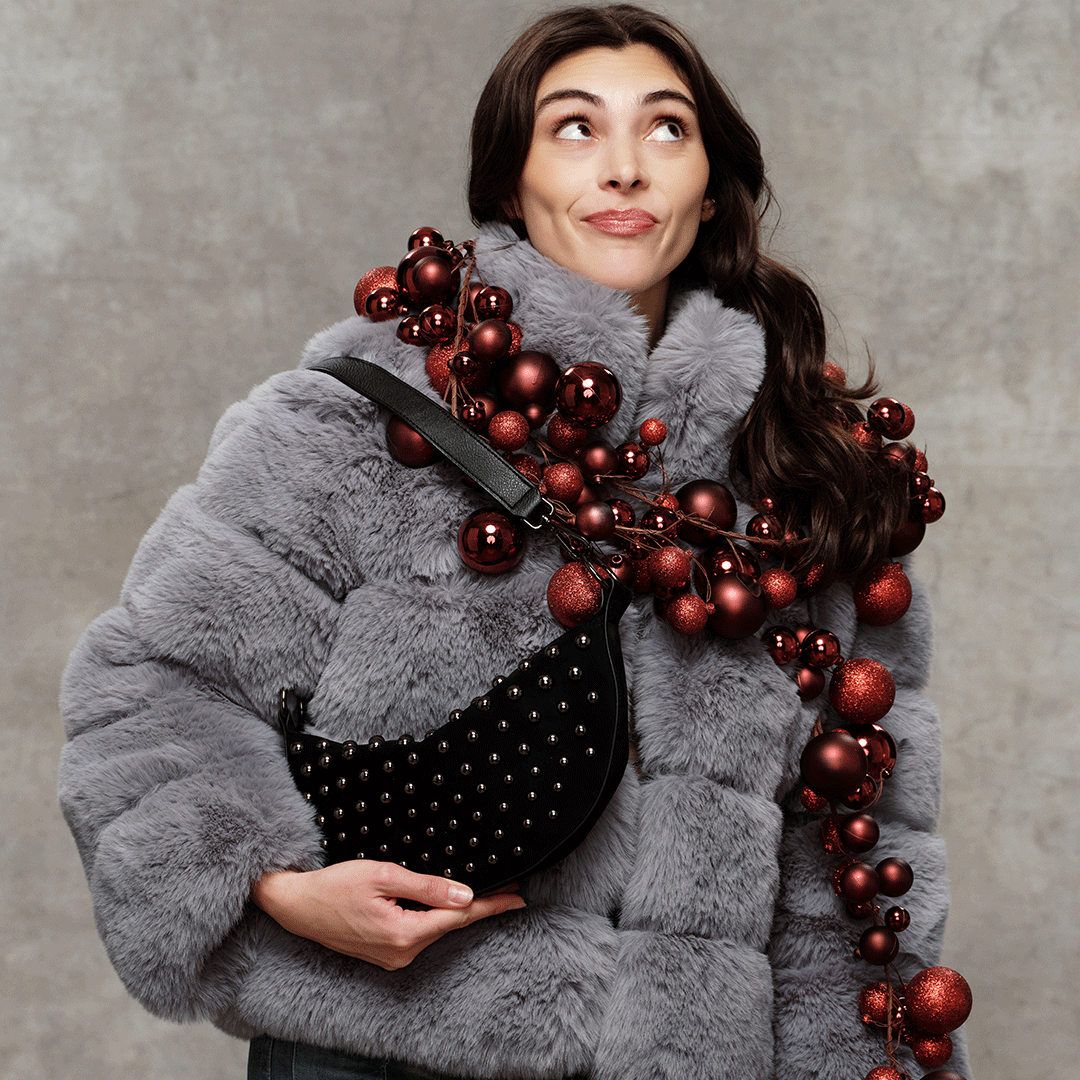 Black Luxe Suede with Gunmetal Studs