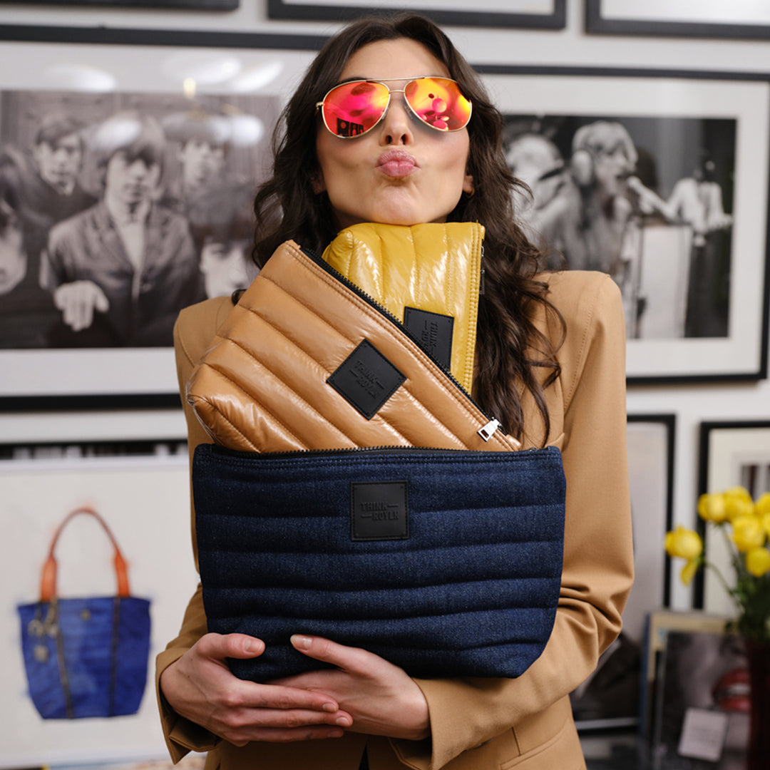 Dark Denim Glossy Nude and Glossy Ochre